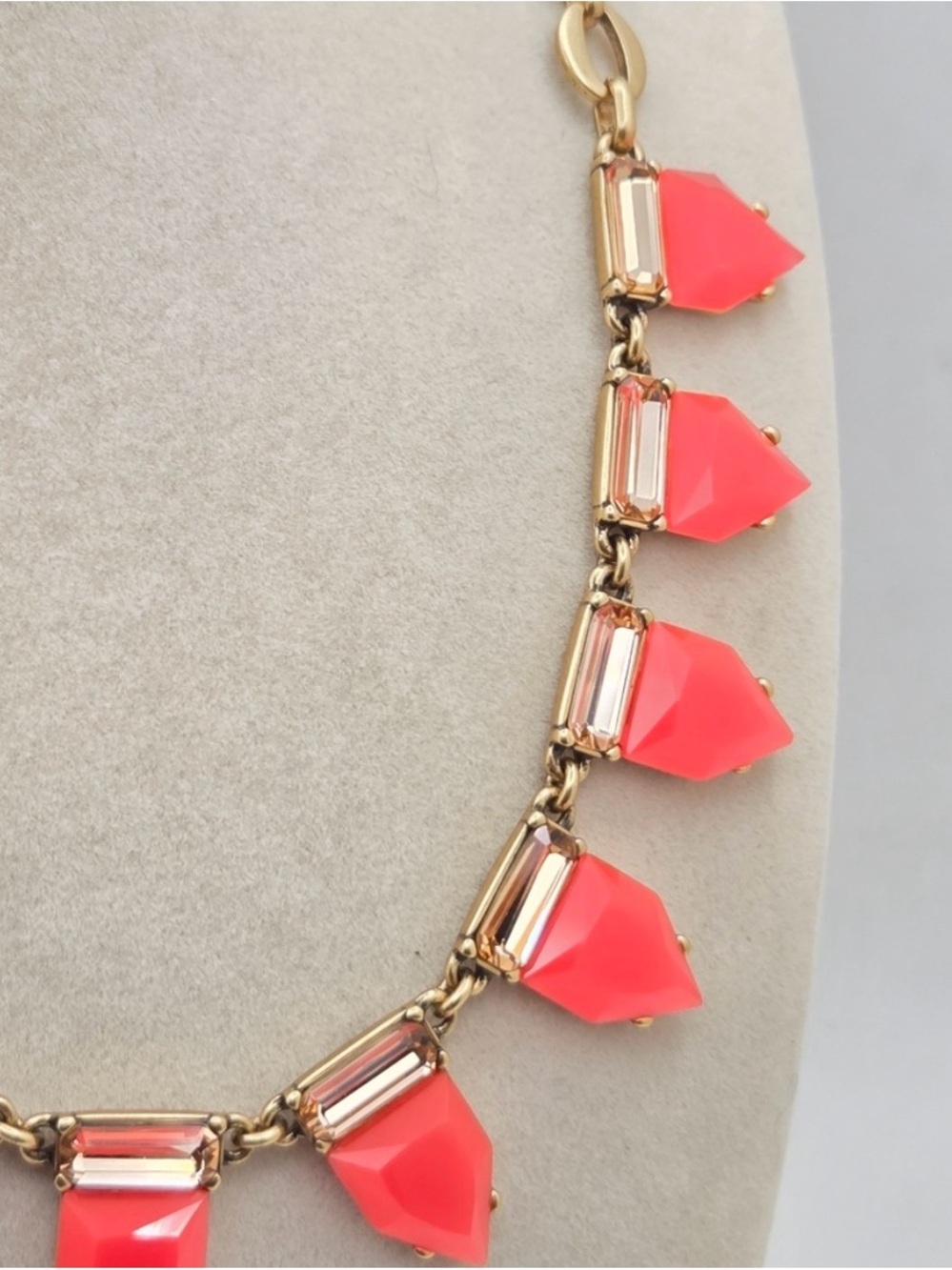Stella & Dot Gold-Tone Necklace with Coral Stones